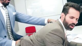 Suited hunk Dani Robles has his tight hairy ass rimmed hard