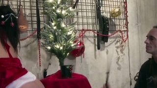 Young holiday sub whipped before big dick facial