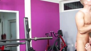 Gym public threesome with jocks who just love gay sex