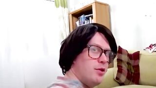 Chubby British hottie sprayed with cum after masturbating