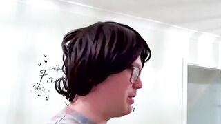 Chubby British hottie sprayed with cum after masturbating