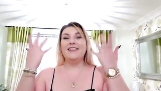 Chubby British hottie sprayed with cum after masturbating