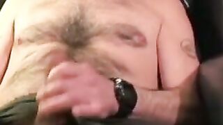 Throbbing cock senior jerking off before a massive cumshot