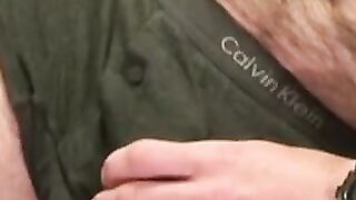 Throbbing cock senior jerking off before a massive cumshot