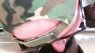 Very naughty backdoor bandit shows his cock sucking skills