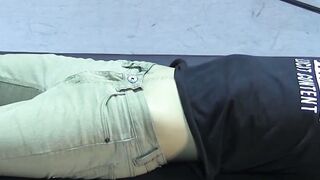 Petite slave restrained for rough BDSM tormenting session