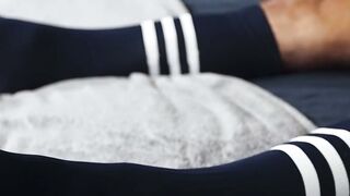 Adorable young jock Ellion masturbates and cums solo