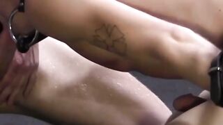 Blowjob and rough ass fucking during bondage for twink man
