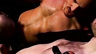 Horny studs double penetration 3way ends with sticky facial