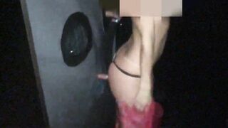 Lovers enjoing glory hole at the club, she love take