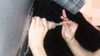 Lovers enjoing glory hole at the club, she love take