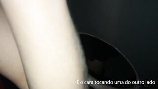 Lovers enjoing glory hole at the club, she love take