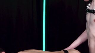 Tanned homo rimmed while strapped on fuckbench