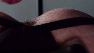 Tanned homo rimmed while strapped on fuckbench