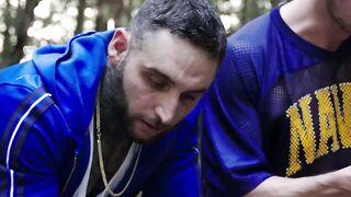 Ripped horny dude Skyy Knox fucks in the forest with his straight friend