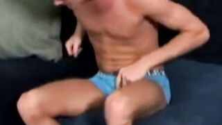 Hot straight Jake Woods masturbates and sprayed a mega cum shot