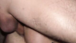 Muscular hunk barebacks a bottom dude and moans loudly till he cums