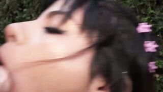 Playful Michy Perez gets her flowery cunt fucked in the garden