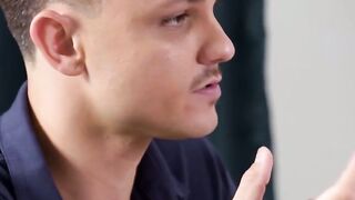 My straight friend Enzo Muller helps me masturbate my throbbing cock