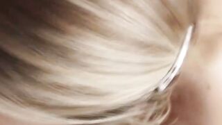 Sloppy close up blowjob by blonde bikini hottie