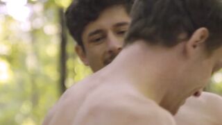 Outdoor bareback with men Rocky Vallarta and Edward Terrant
