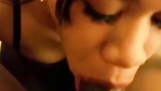 Ebony Babe Swallows a Fat Cock in POV Blowjob Video