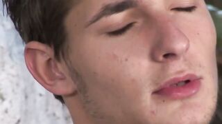 Twink gives blowjob only to get fucked raw by sexy stud