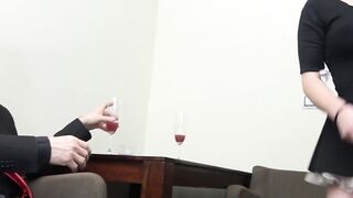 Ginger maid fucks with mature boss and his chubby wife