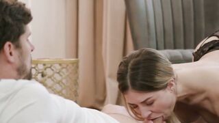 Adorable stepsister receives a creampie after erotic fucking