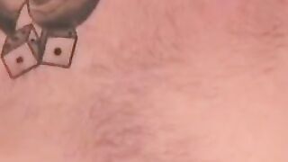 Inked senior wears his sexy glasses and jerking off solo