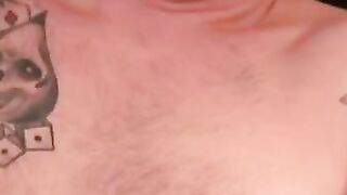 Inked senior wears his sexy glasses and jerking off solo