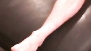 Inked senior wears his sexy glasses and jerking off solo