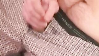 Inked senior wears his sexy glasses and jerking off solo