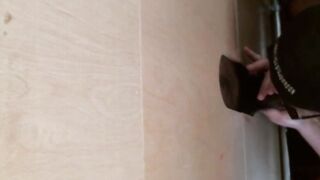 Kinky white dude sucks black glory hole fuck stick wildly
