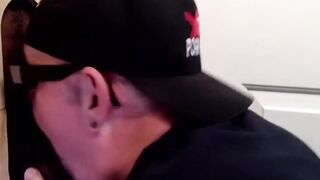 Kinky white dude sucks black glory hole fuck stick wildly
