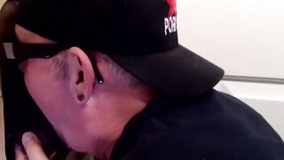 Kinky white dude sucks black glory hole fuck stick wildly