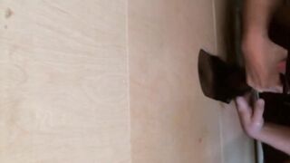 Kinky white dude sucks black glory hole fuck stick wildly