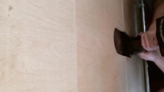 Kinky white dude sucks black glory hole fuck stick wildly