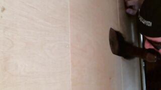 Kinky white dude sucks black glory hole fuck stick wildly