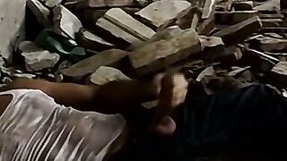 Big dick stud jerking off solo and pissing on himself
