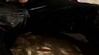 Big dick stud jerking off solo and pissing on himself