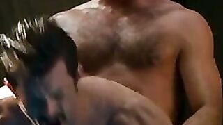 Rough group sex with buff hunks where they bang and suck