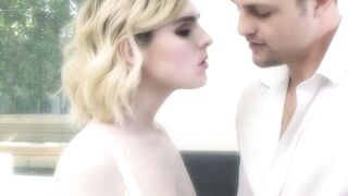 Tranny Ella Hollywood sucks delicious cock before riding it