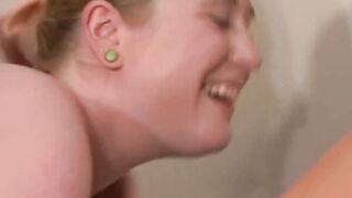 Skinny babe Grace sucks two massive cocks in hot threesome