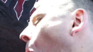 Hardcore outdoor raw sex with amateur hairy twink and jock