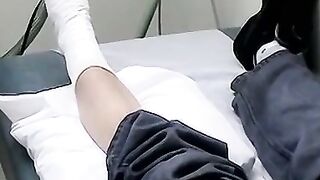 Foot cast placed on twink and his leg before being taken off