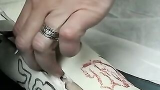 Foot cast placed on twink and his leg before being taken off