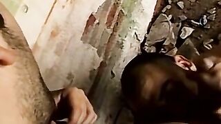 Filthy studs pounding in nature after swapping blowjobs