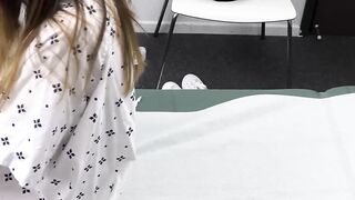 Tattooed nurse Cassie Del Isla and babe Lana Smalls moan while the pervy doctor breed