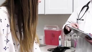 Tattooed nurse Cassie Del Isla and babe Lana Smalls moan while the pervy doctor breed